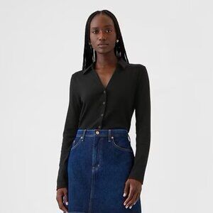 Gap Modern Button-Down Shirt Small Black
